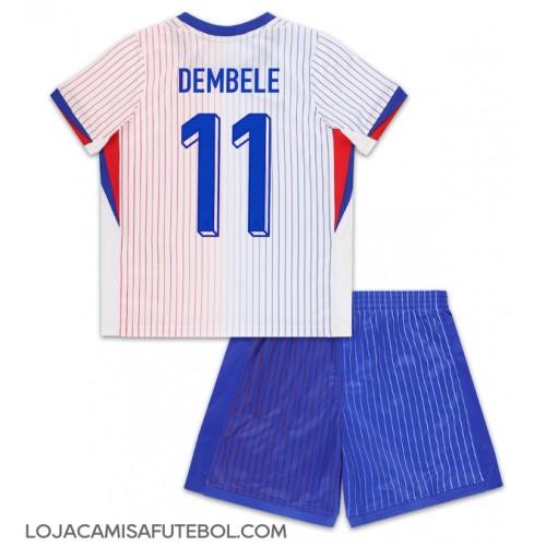 Camisa de Futebol França Ousmane Dembele #11 Equipamento Secundário Infantil Europeu 2024 Manga Curta (+ Calças curtas)